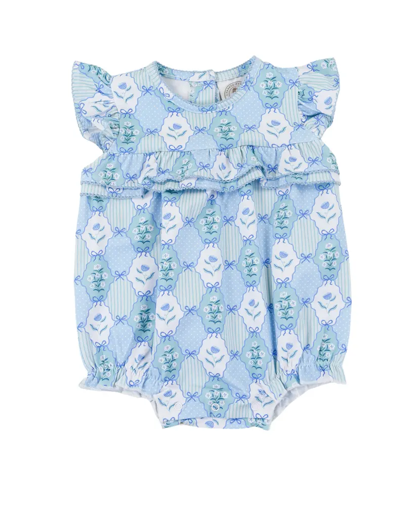Floral Blues Rosalie Ruffle Romper Outfit 1