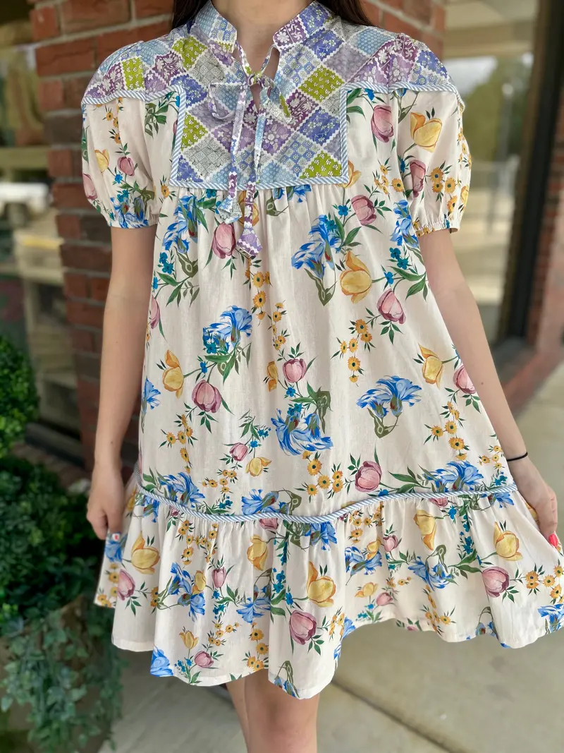 Floral Patchwork Babydoll Dress – Garden Club Collection 1