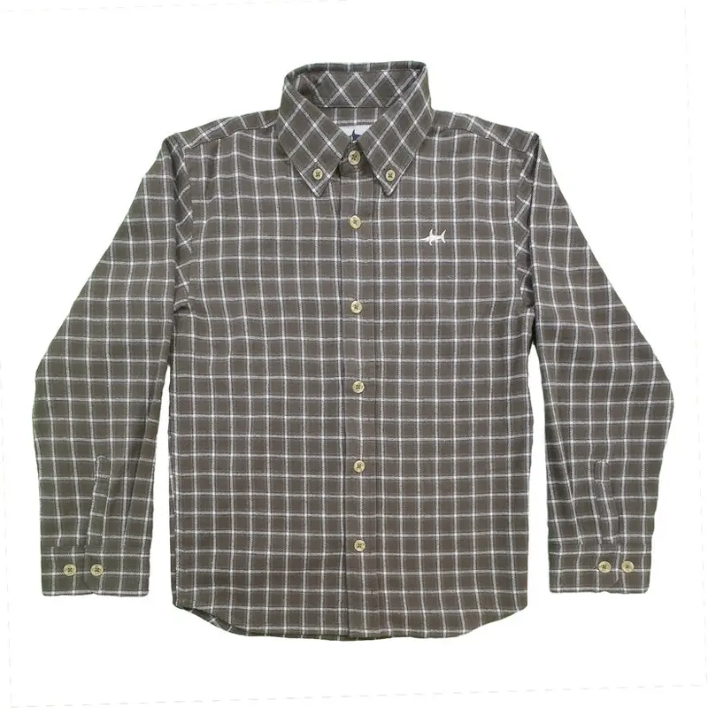 Folly Island Olive Flannel Button-Down Shirt 1