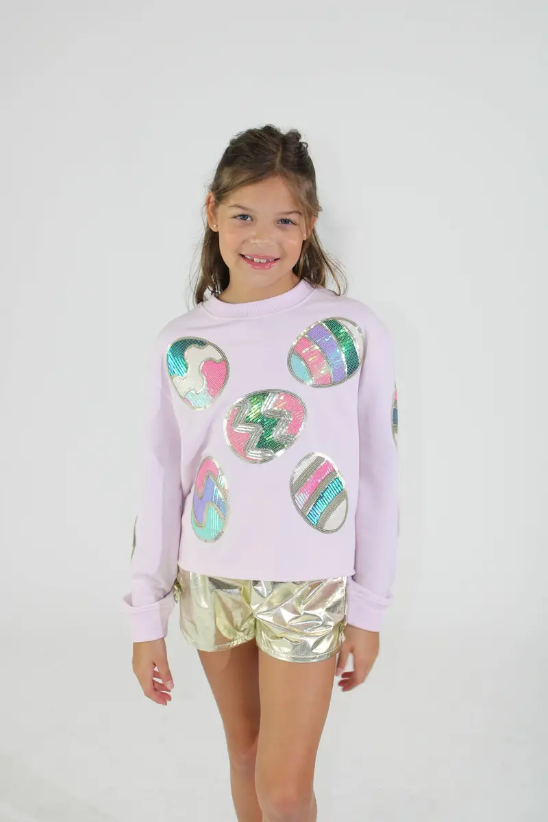 Girls’ Sparkling Easter Egg Graphic Top 1