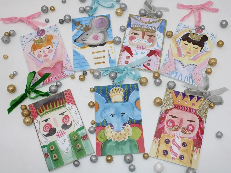 Glitter-Finished Nutcracker Suite Wooden Ornament 1