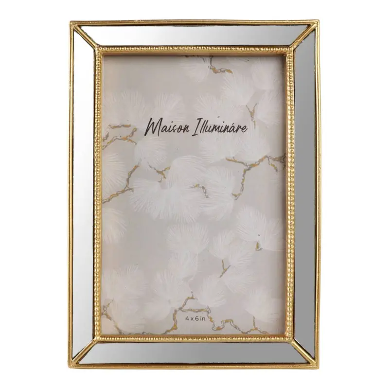 Gold Resin 4X6 Photo Frame With Mirrored Beaded Edge 1