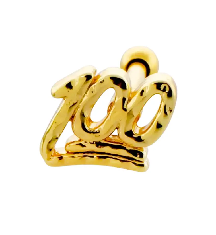 Hammered 100 Cartilage Barbell With Gold-Pvd Coating 1