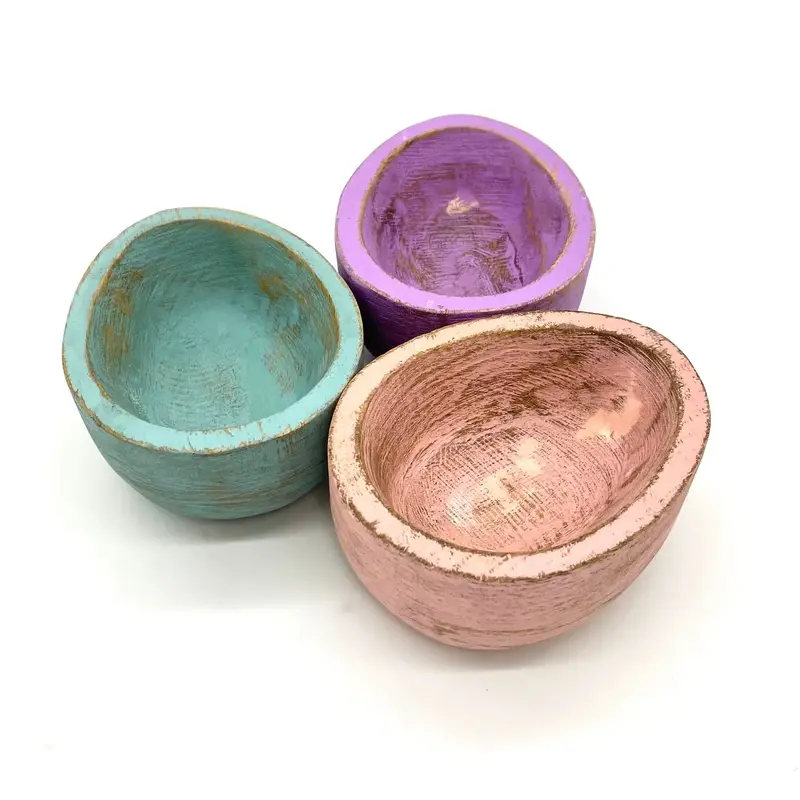 Handcrafted Small Wooden Egg Dough Bowl – Purple Finish 1