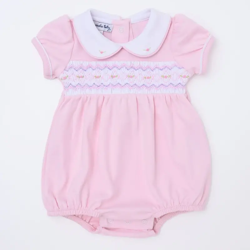 Hazel Pink Smocked One-Piece Bubble Outfit 1
