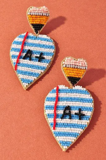 Heart-Shaped Beaded Earrings Made From Recycled Notebook Paper 1