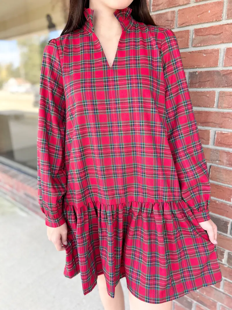 Holiday Spirit Plaid A-Line Dress For Girls 1