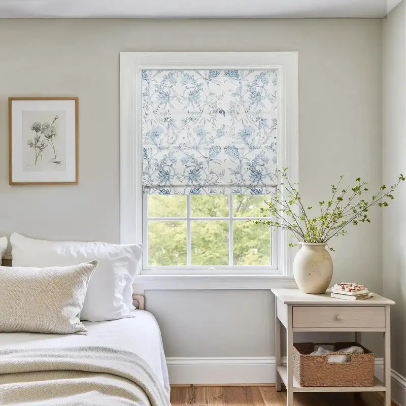 Holly Botanical-Inspired Boho Cordless Roman Shade 1