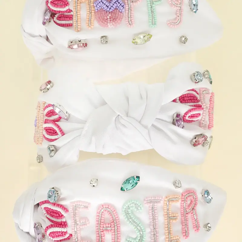 Hoppy Easter Pastel Beaded Headband With Knotted Accent 1