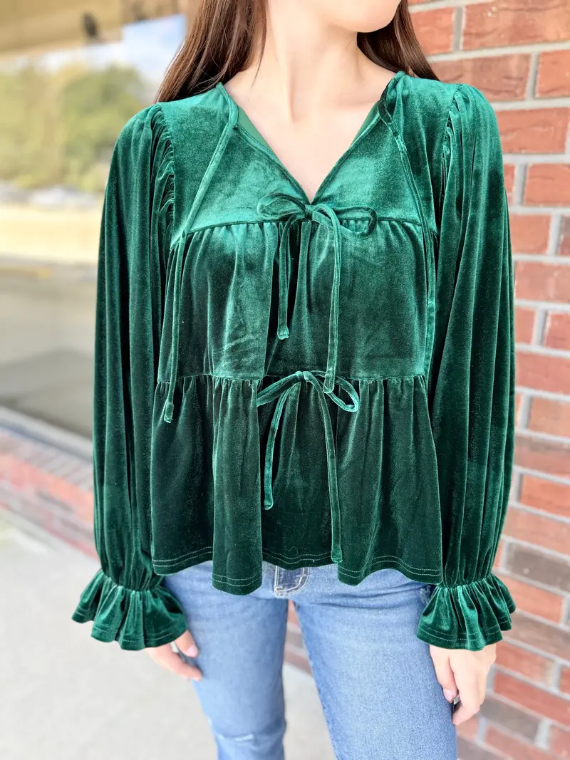 Hunter Green Velvet Holiday Top 1