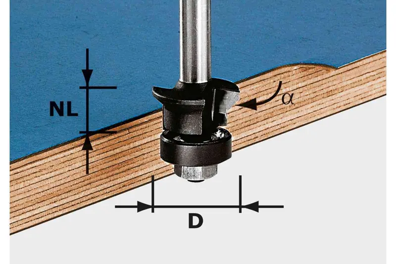 Hw Edge Trimming Chamfer Bit S8 Ø24Mm (0° + 45°) For Of 900–2200 1