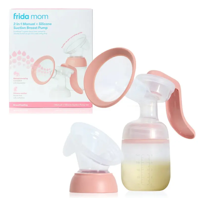 Hybrid Breast Pump: Manual + Silicone Suction Design 1