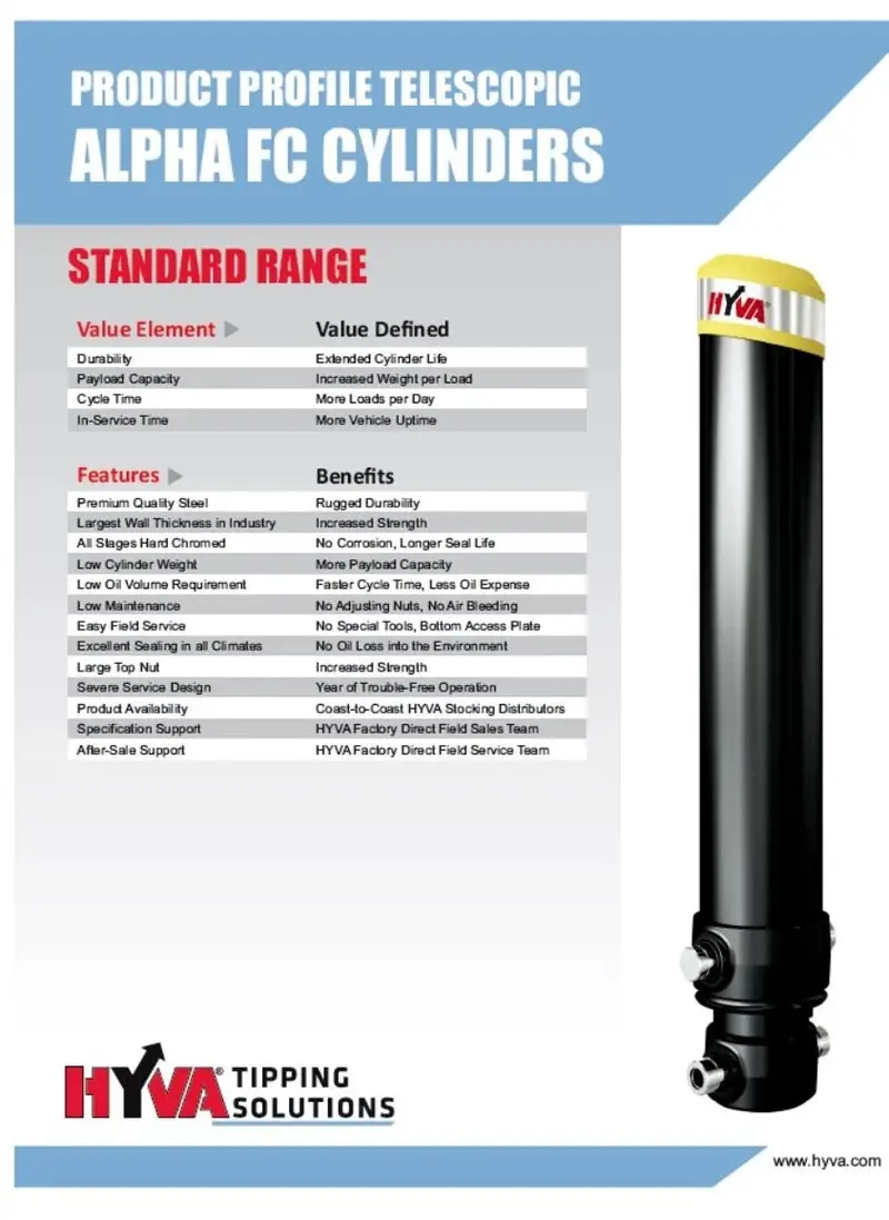 Hyva Alpha Series Fc Dump Body Cylinder – Model Fc A5.5-3-127-K6-Hc (P/N 70524177) 1