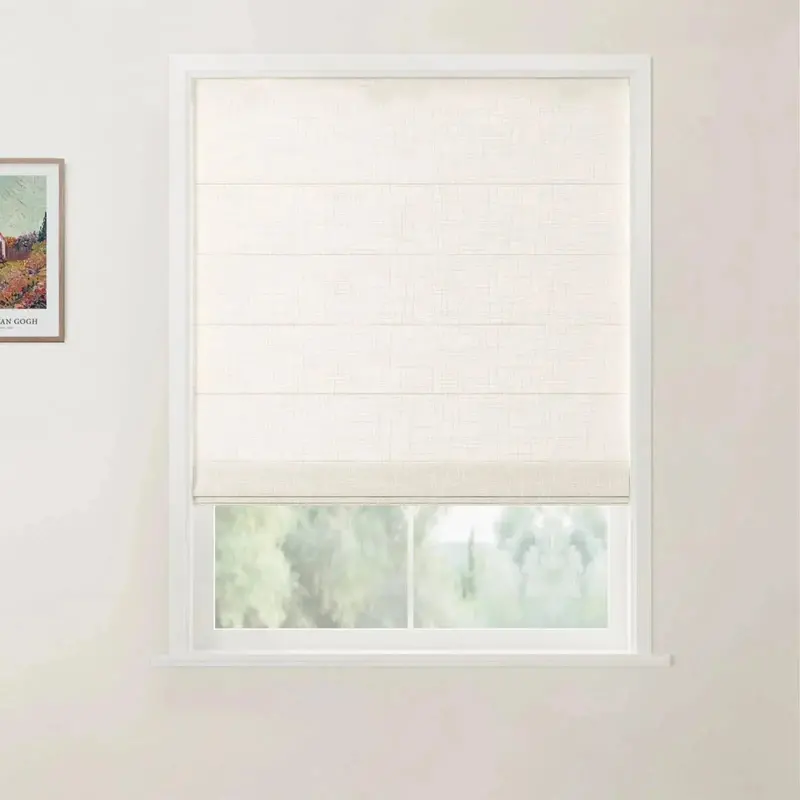 Ian Linen Back-Slat Roman Shade – Fully Cordless Design 1