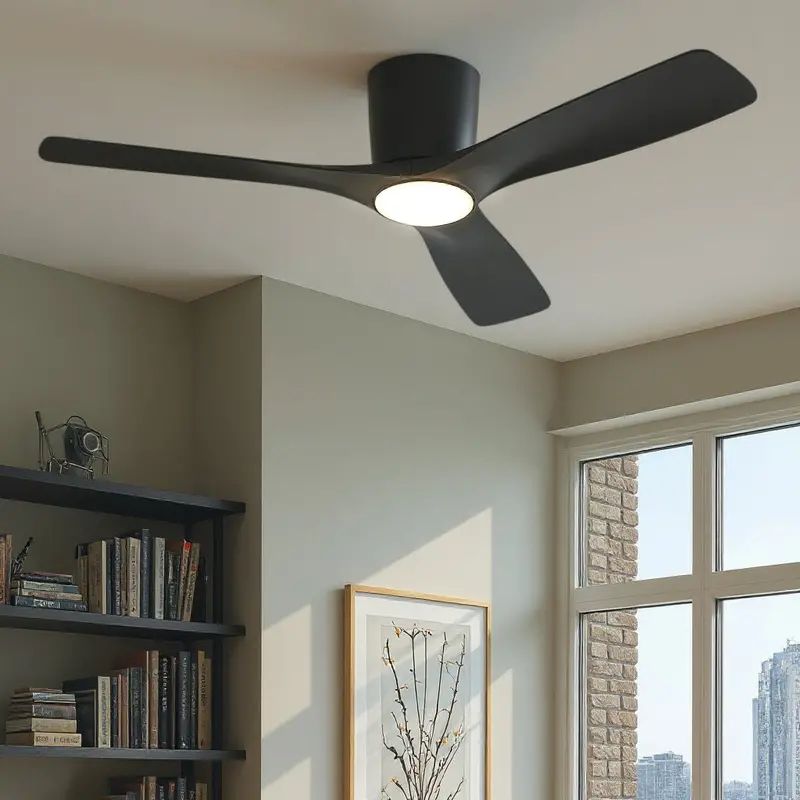 Isalyn Satin Black Contemporary Indoor Ceiling Fan – 54" Modern Blade Span 1