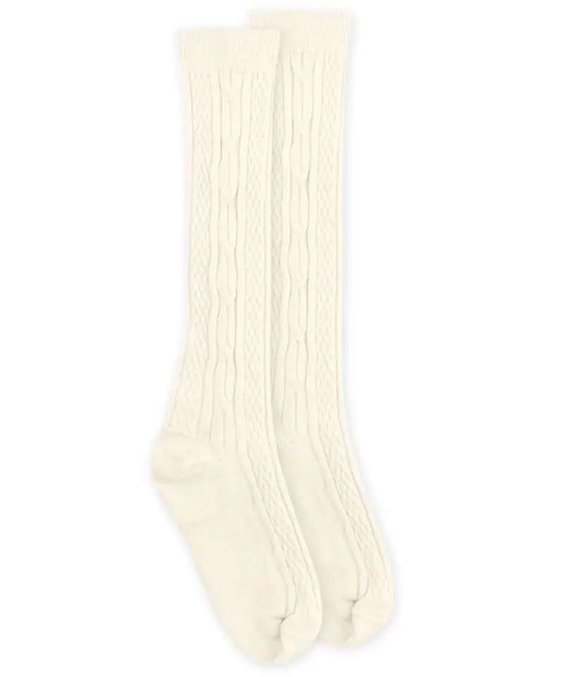 Ivory Cable-Knit Knee Socks – Classic Texture 1