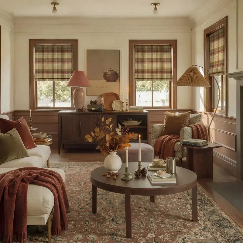 Karin Plaid Thermal Roman Shade – Pure Wool, Cordless 1