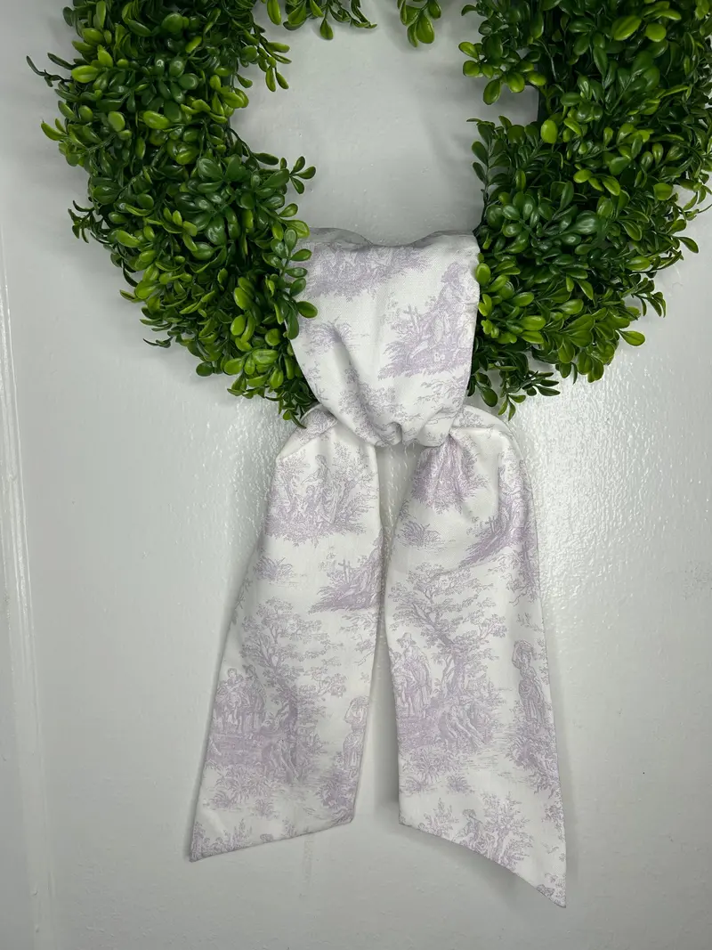 Lavender Toile-Wreath Decorative Sash 1