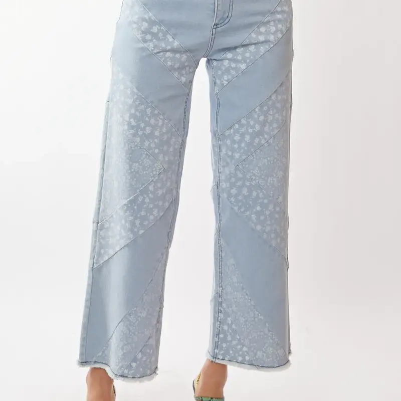 Light Wash Floral Patchwork Jeans By Sawyer 1