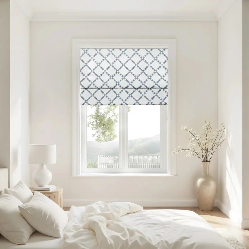 Linnea Cordless Roman Shade – Linen-Cotton Blend With Embroidered Detail (Plus Size) 4