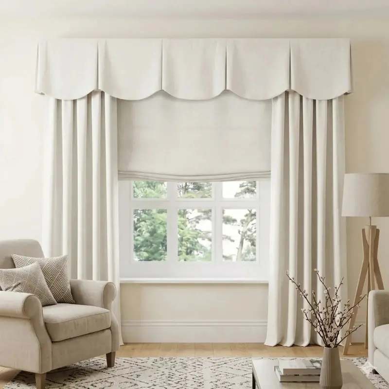 Liz Board-Mounted Scalloped Linen Valance 1