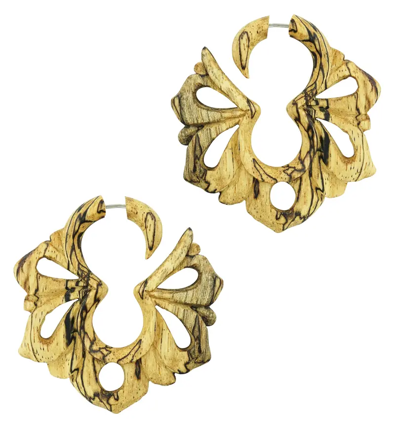 Maklak Tamarind Wooden Hanger Stretching Earrings 1