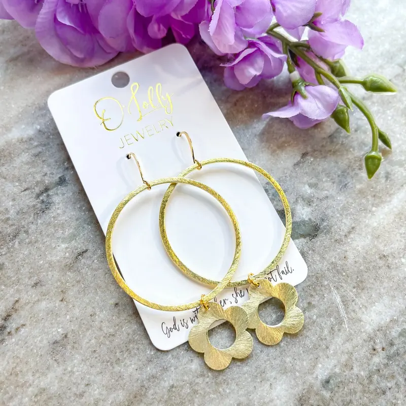 Marigold Floral Charm Drop Earrings 1
