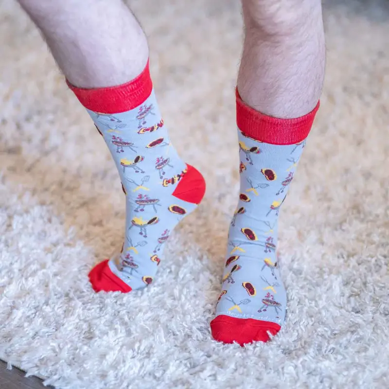 Men'S Bbq Grill–Patterned Crew Socks 1