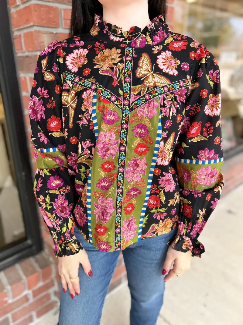 Midnight Gardens Floral Print Blouse 1