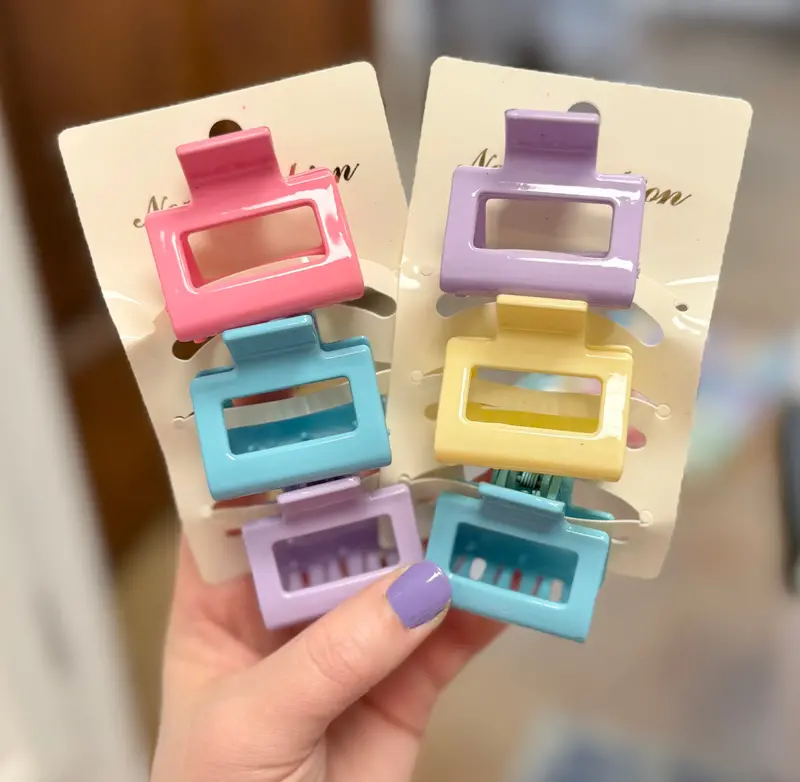 Mini Colorful Rectangle Claw Clip Set (3-Pack) 1