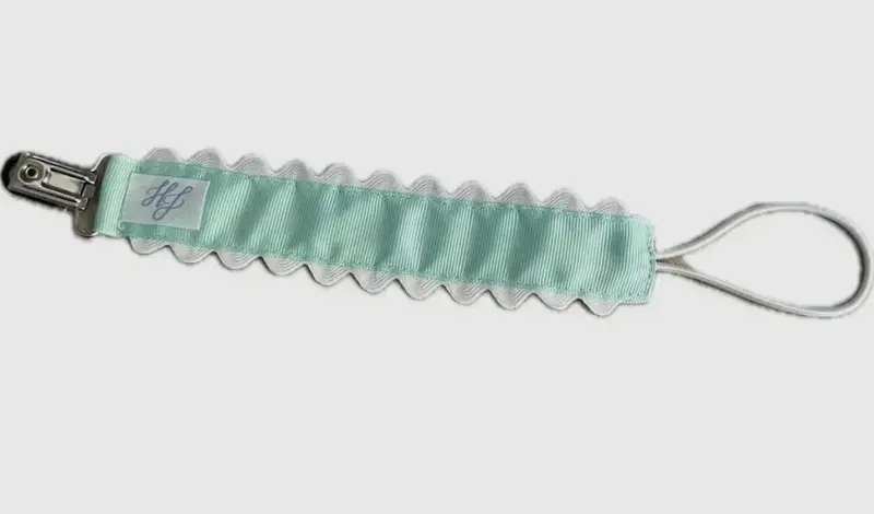 Mint Ric-Rac Pacifier Clip 1