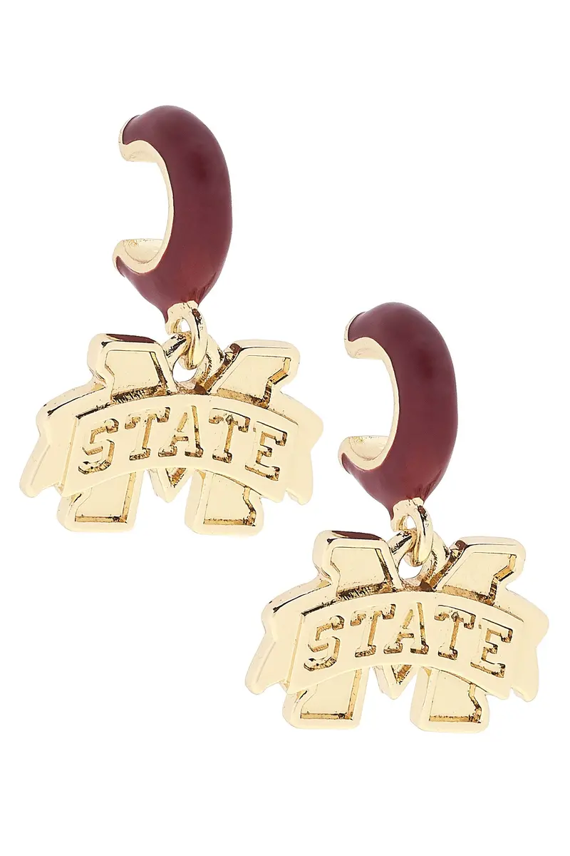 Mississippi State Bulldogs Minimalist Huggie Earrings 1