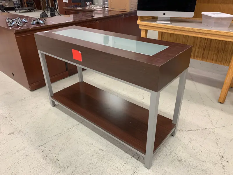 Modern Glass-Inset Dining Or Accent Table 1
