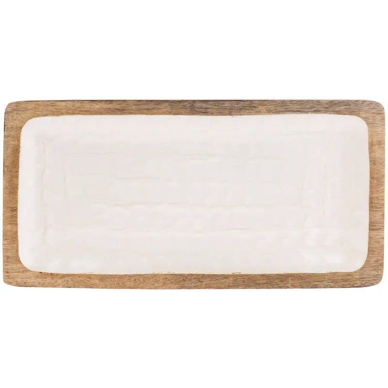 Mother Of Pearl Wood Tray – Elegant Rectangle Serving Piece 1