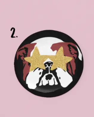 Msu Game Day Button Pin – Bulldog Logo With Star Accent 1