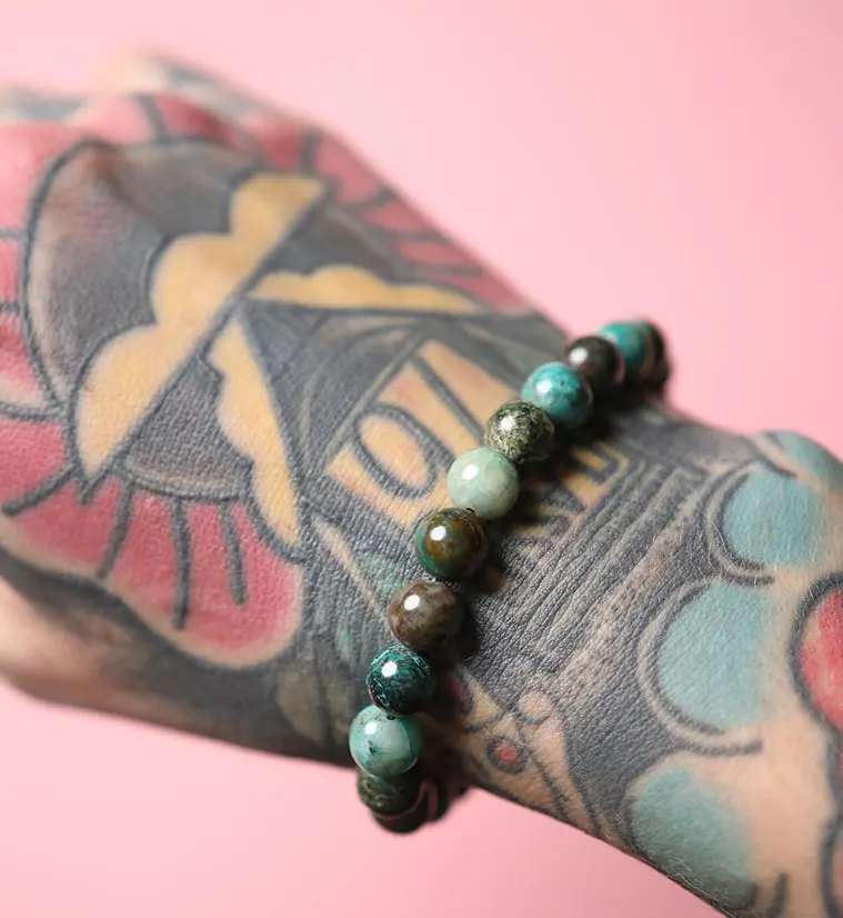 Natural Chrysocolla Stone Beaded Bracelet 1