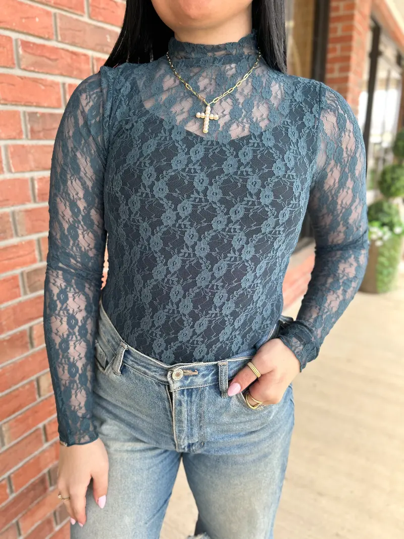 Naughty List Teal Sheer Layering Top 1