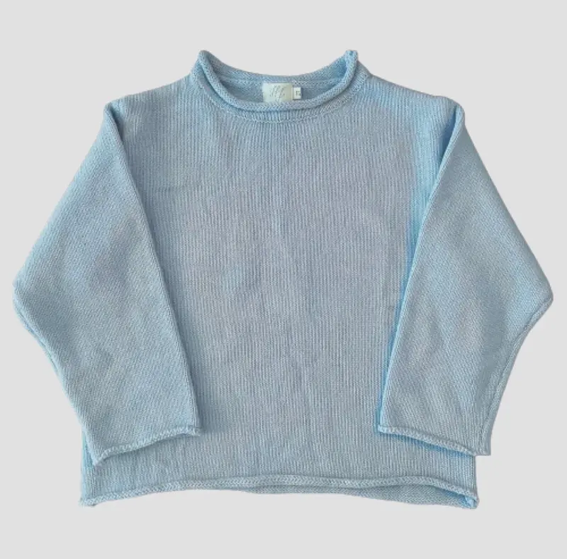 Navy Blue Roll-Neck Knit Sweater 1