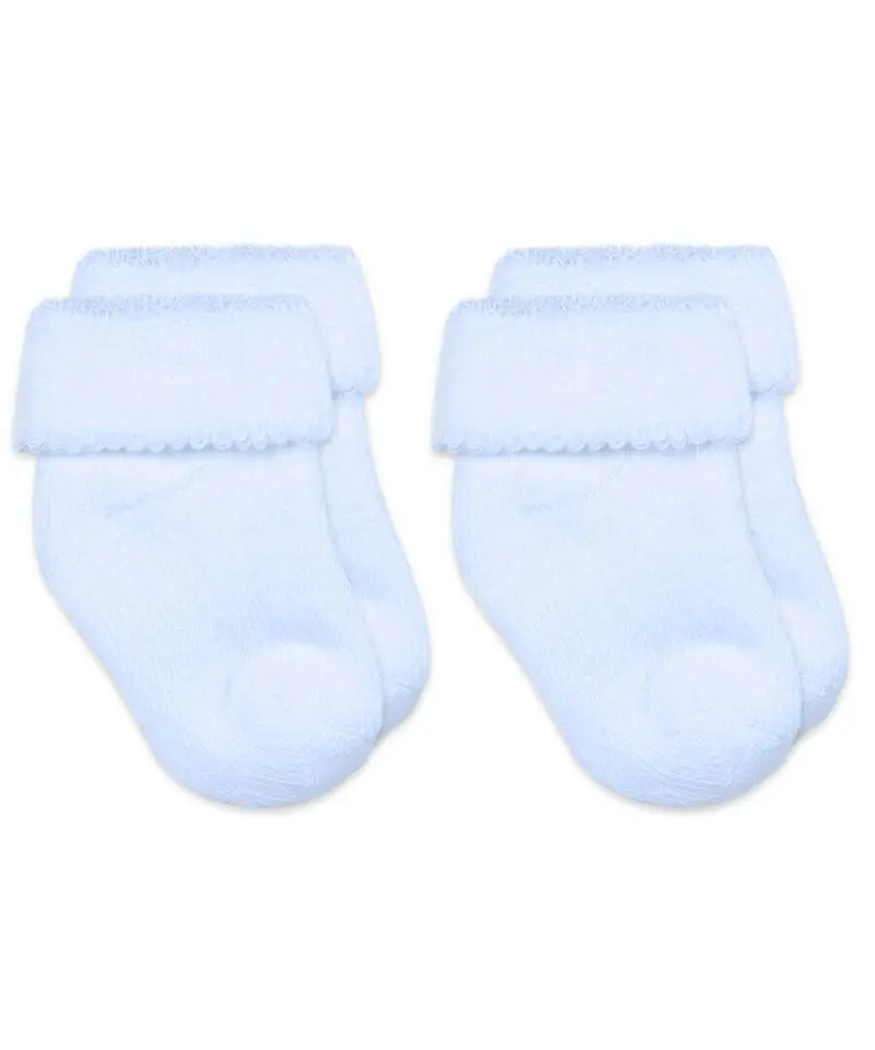 Navy Blue Terry Cloth Turn-Cuff Bootie Socks 1
