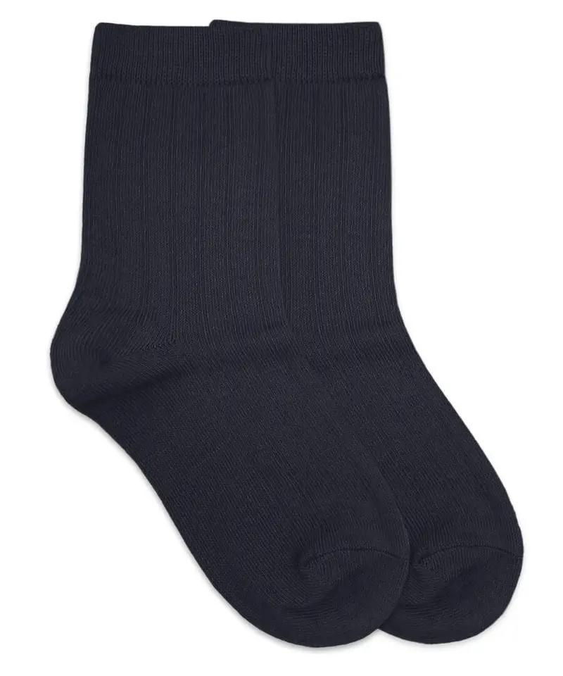 Navy Cotton Ribbed Crew Socks – Single Pair 1