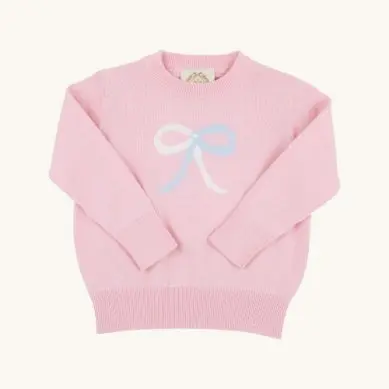 Palm Beach Pink & Ivory Isabelle Intarsia Sweater – Girls’ Knit Top 1