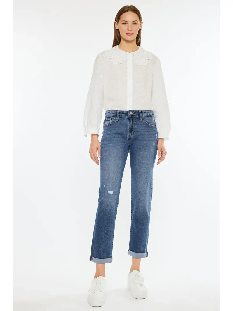 Pamela Slim Straight Jeans – Dark Wash, Mid-Rise 1