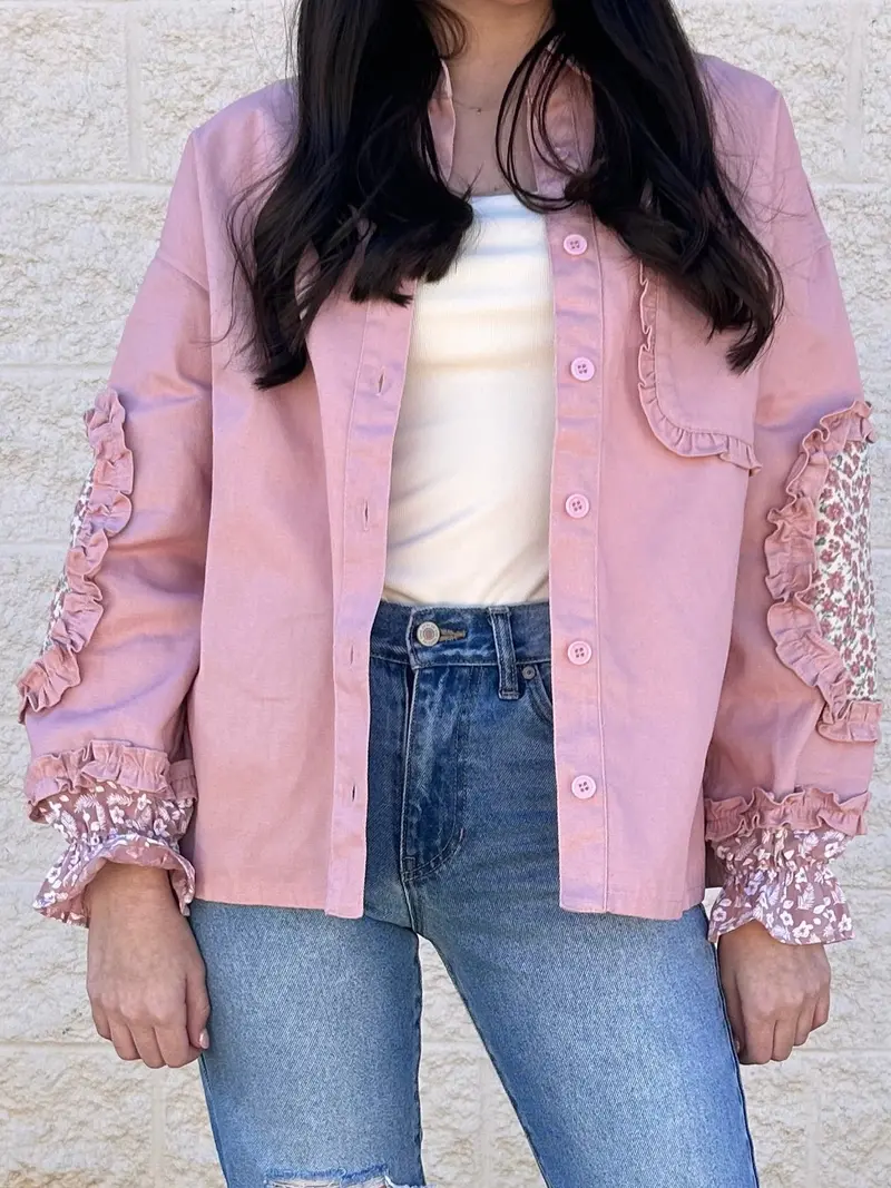 Parker Button-Up Top With Ruffled Trim 1