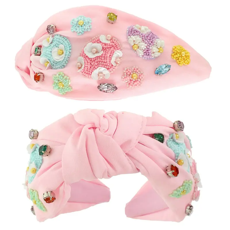 Pink Easter Egg–Themed Knotted Headband For Girls 1