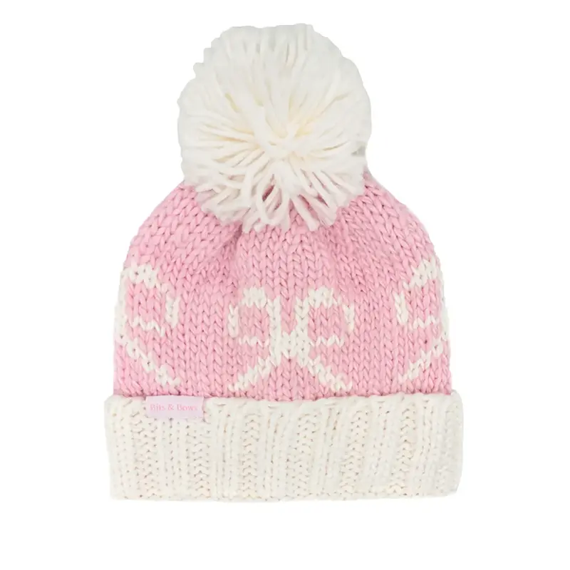 Playful Bow-Embellished Bobble Hat 1