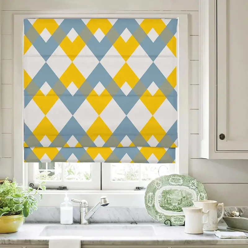 Printed Roman Shade With Cord Lift Operation 1