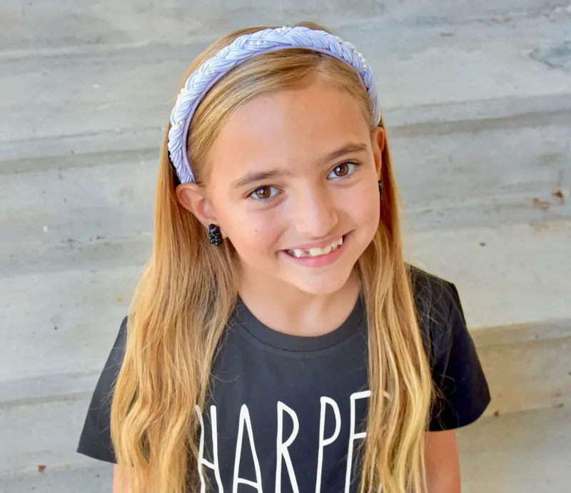 Purple Braided Pearl Headband For Girls 1