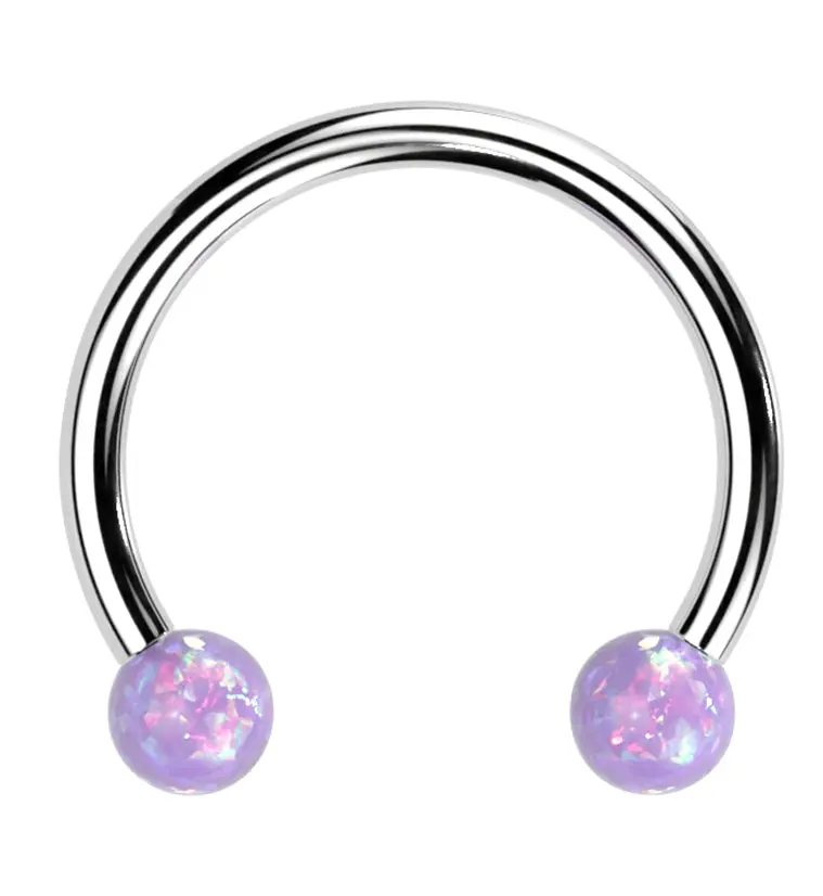 Purple Opalite Ball-End Threadless Titanium Hoop Barbell 1