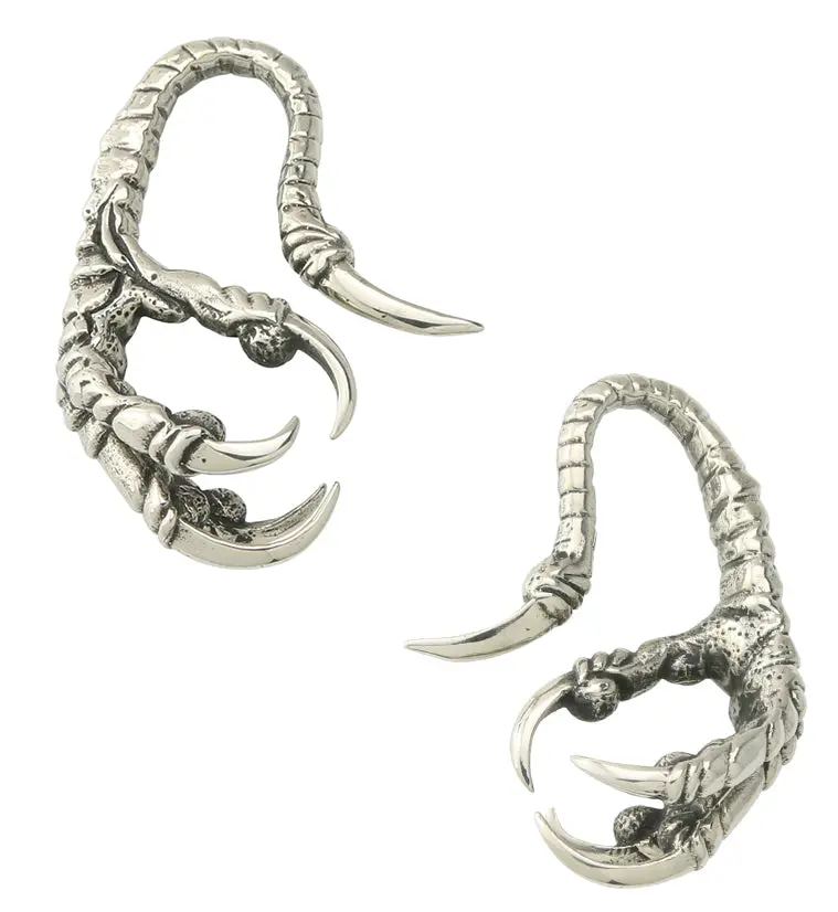 Raven Claw Ear Weights – White Brass Finish 1