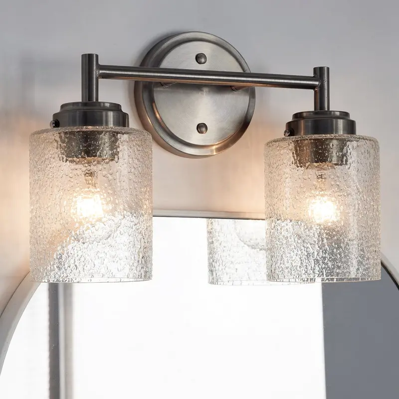 Ravencourt Collection Brushed Nickel Bath Light – 13" Wide Industrial Fixture 1